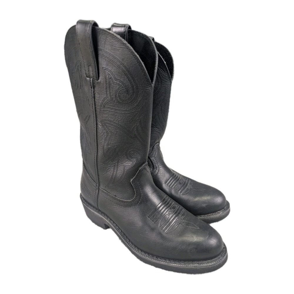 Durango Cowboy Boots Size 8.5 Black 12" Comfort Core Wellington Leather Western